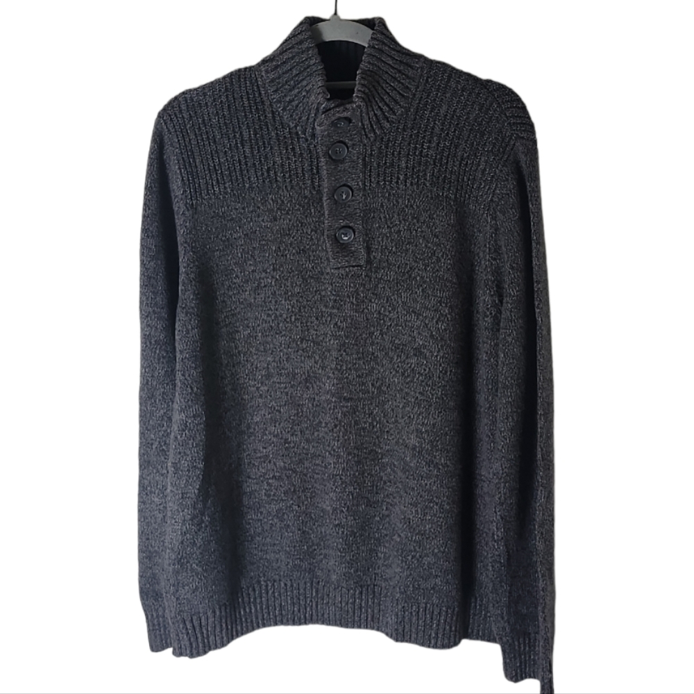 Apt 9 men’s size XL gray mock neck button pullover knit sweater long sleeve